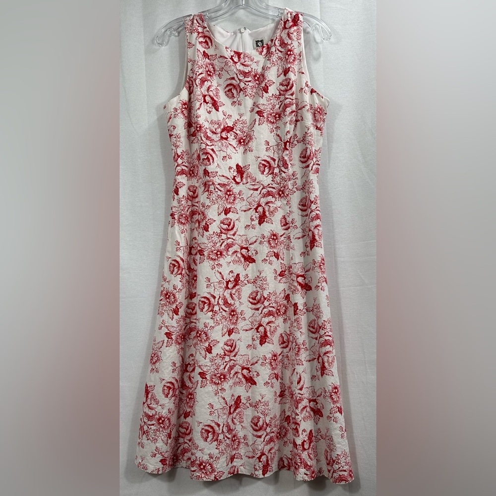 ANNE KLEIN Sleeveless Floral linen Dress Sz10 vibrant super light! A-16 - Picture 1 of 16